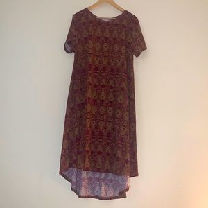 XL lularoe midi dress with burgundy and tan design
